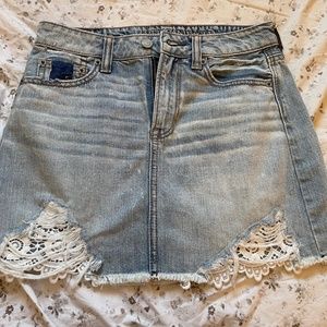 American Eagle Jean Skirt with Lace Size 00
